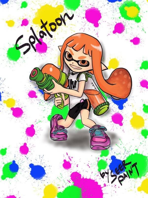 スプラトゥーン2 イカガール Procreate インクのしぶきの描き方